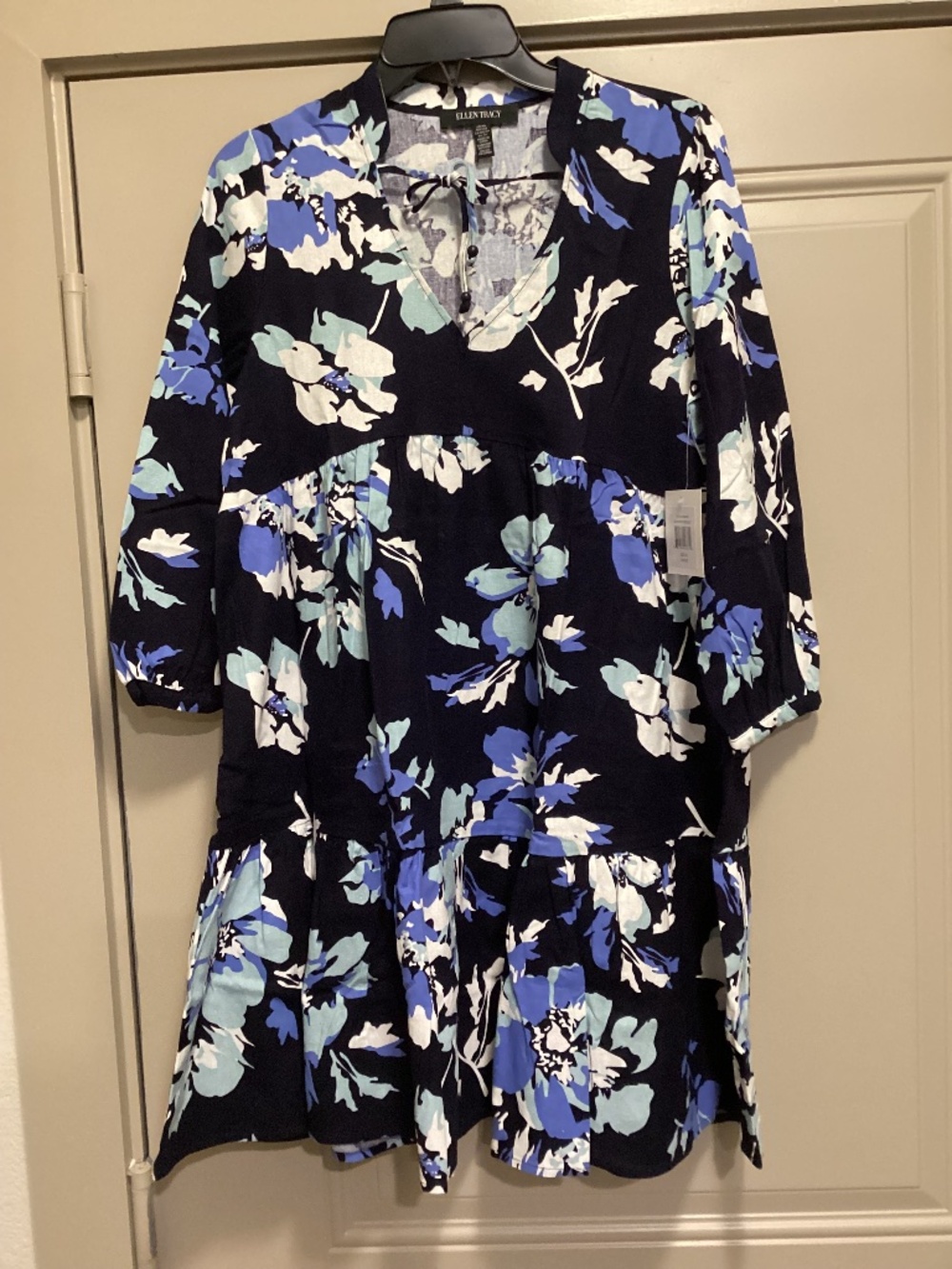 Ellen Tracy Floral Tiered Babydoll Dress, size XS